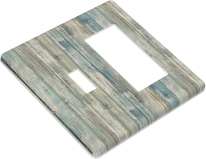 Tea Vintage Wood Plank Distressed Grain Rustic Shiplap Board 2 Gang Light - Image 3