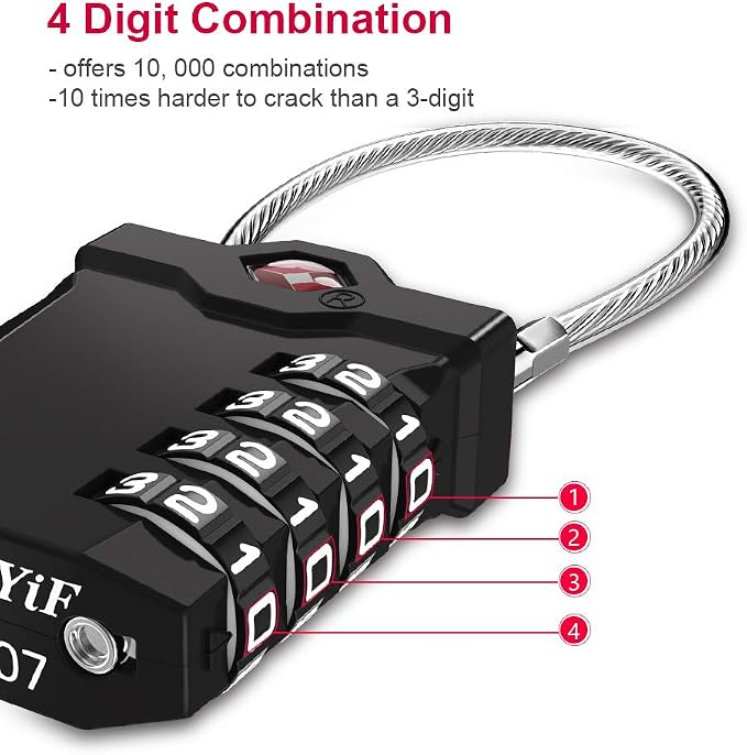 ZHEGE TSA Approved Luggage Lock, Travel Lock, 000 Combination Options, 5.5in - Image 7