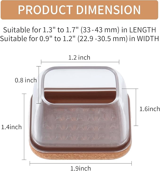 Ezprotekt 16 Pcs Rectangle Clear Silicone Chair Leg Floor Protectors - Image 2