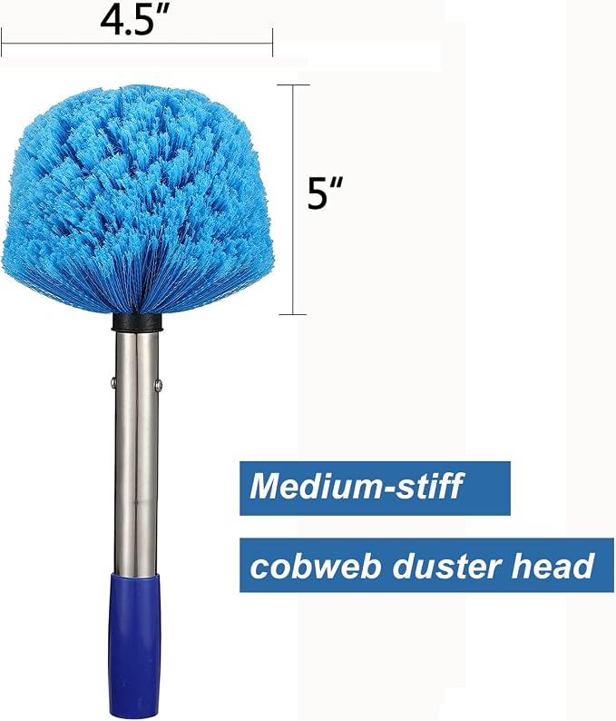 Cobweb Duster with Pole, 4ft Stainless Steel Pole Cobweb Brush with - Image 3