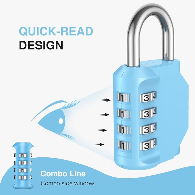 Puroma 2 Pack Combination Lock for Locker 4 Digit Outdoor Waterproof Padlock - Image 3