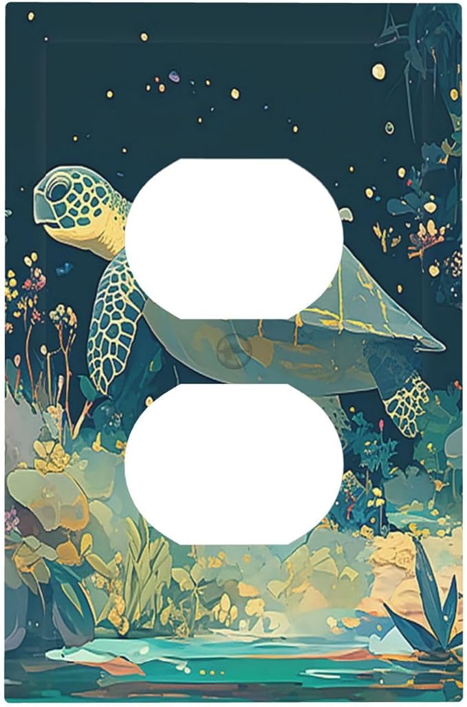 Outlet Covers Fantasy Sea World Sea Turtle Floral Plant 1 Gang Duplex Wall by LightSwitchCover