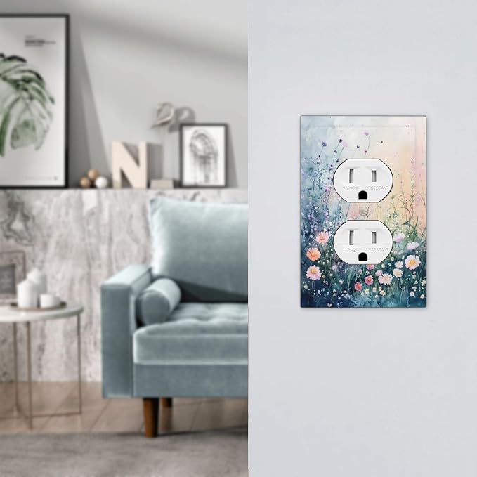 Outlet Covers Pink Floral Wildflower Green Plants Decorative 1 Gang Duplex - Image 7