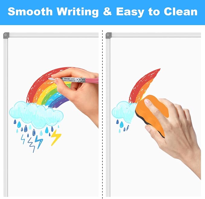 Lockways Large 60" x 40" Magnetic Dry Erase White Board - Image 3