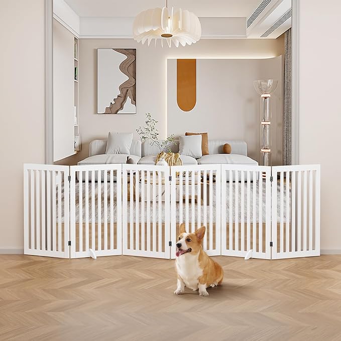 unipaws 120" Extra Wide Pet Gate, Free Standing Dog Gate - Image 2