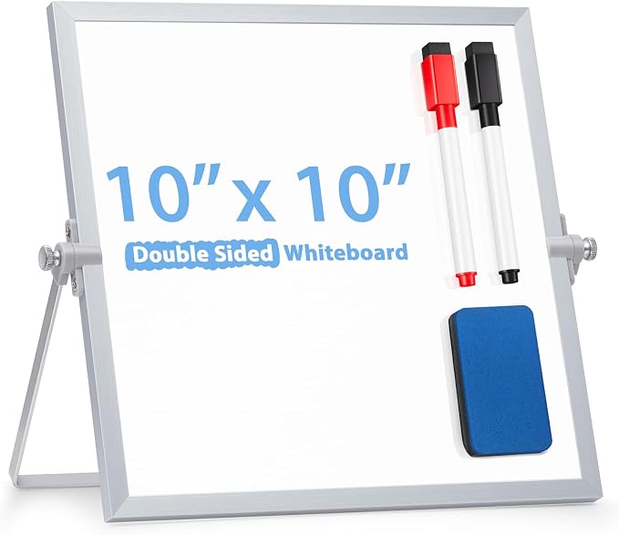 ARCOBIS Small WhiteBoard with Stand 10" X 10", Magnetic Double-Sided Dry Erase - Field & Grace