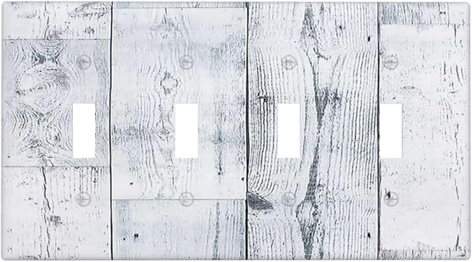 Light Switch Covers Vintage Grey White Wood Grain Quad Toggle Electrical by LightSwitchCover