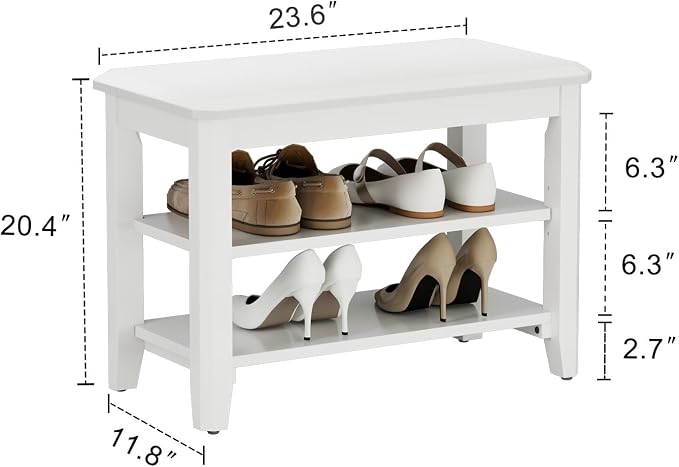 AQIMUELE Wood Shoe Rack Bench for Entryway, 2 Tier Shoe Rack for Front Door - Image 3