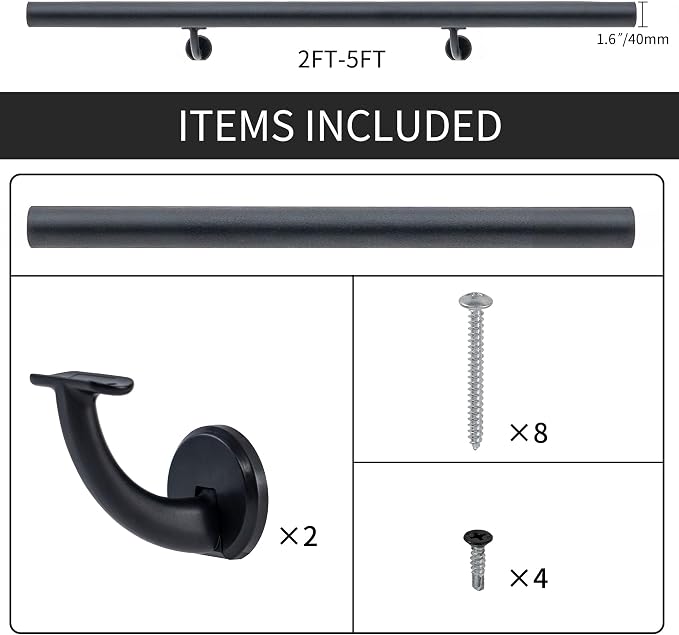 2 FT Modern Aluminum Handrail Set, handrails - Image 4