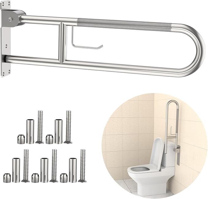 Toilet Grab Bar 30.3 Inch, YuanDe Brushed Nickel Anti-Slip Support Rail by YuanDe