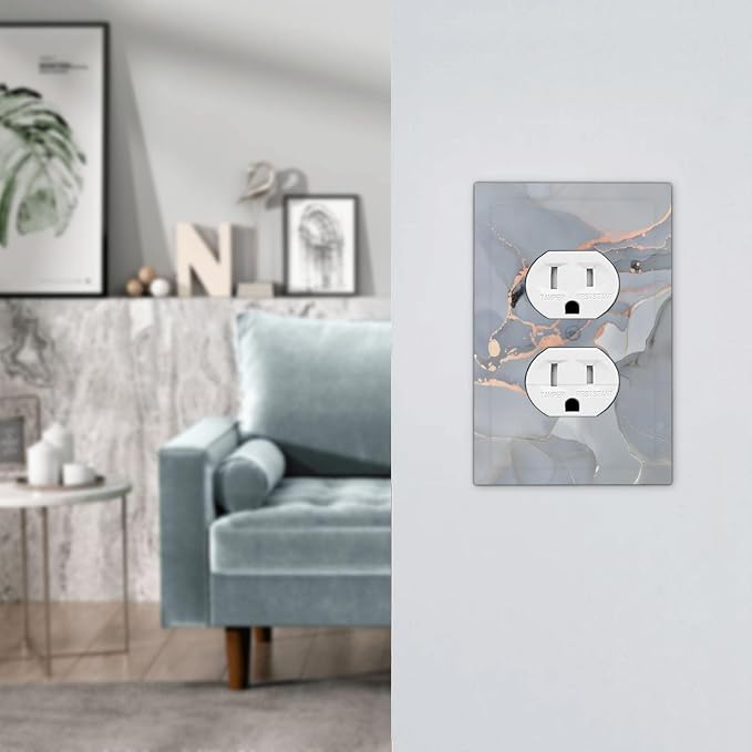 Gray And Gold Marble Abstract Luxury Print Outlet Covers 1 Gang Duplex Light - Image 7