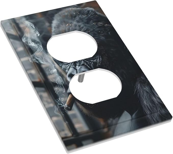 Funny Animal Smoking Black Orangutan Outlet Covers 1 Gang Duplex Light Switch - Image 3