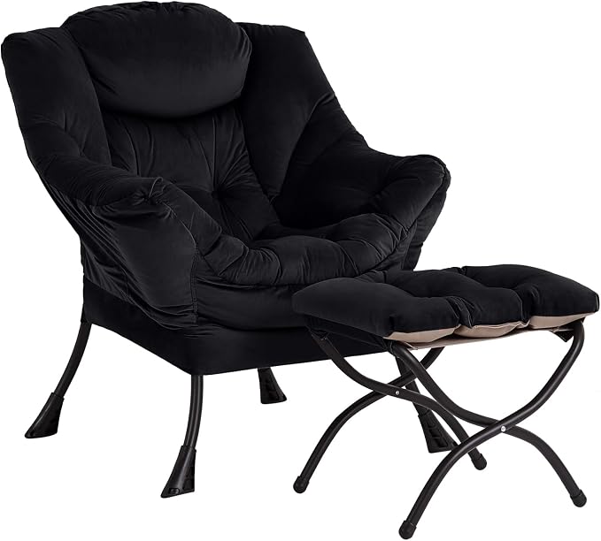 Lazy Chair with Ottoman, Modern Chair with Folding Footrest, Lounge Accent Chair - Image 4