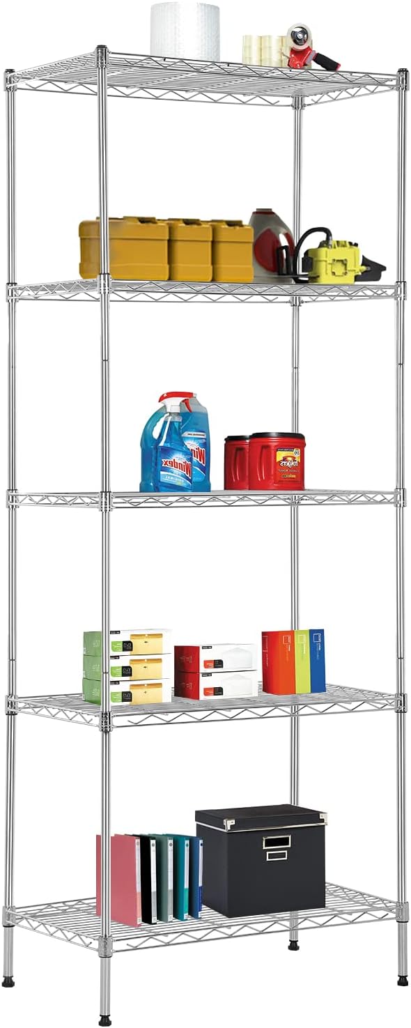 BestOffice | 5-Tier Wire Storage Shelves | 14x24x60 | Chrome | by BestOffice