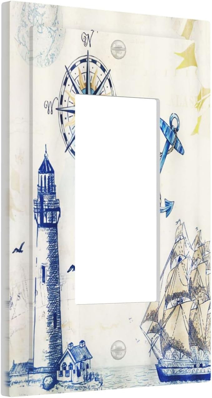 Nautical Sailboat Lighthouse Compass Anchor Single Rocker Light Switch Cover 1 - Image 2