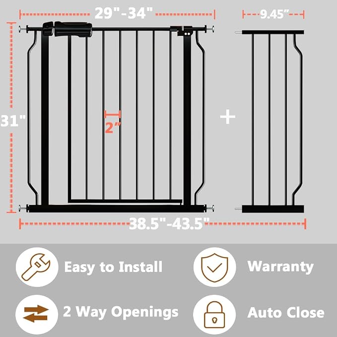 Fairy Baby Walk Through Baby Gate 38.5-43.5 Inch Wide, Pressure Mounted Safety - Image 2