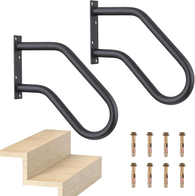 Hand Rails for Indoor Outdoor Steps, Wall Mount Non-Slip U-Shape Stair Railing by Joyofcife