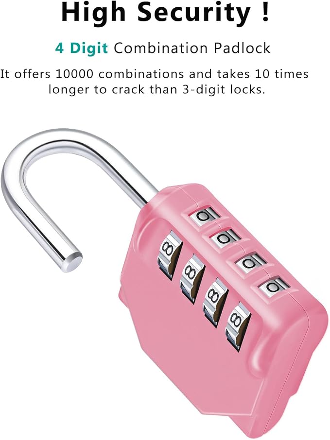 ZHEGE Combination Lock, 4 Digit Combination Padlock Outdoor, School Lock - Image 2