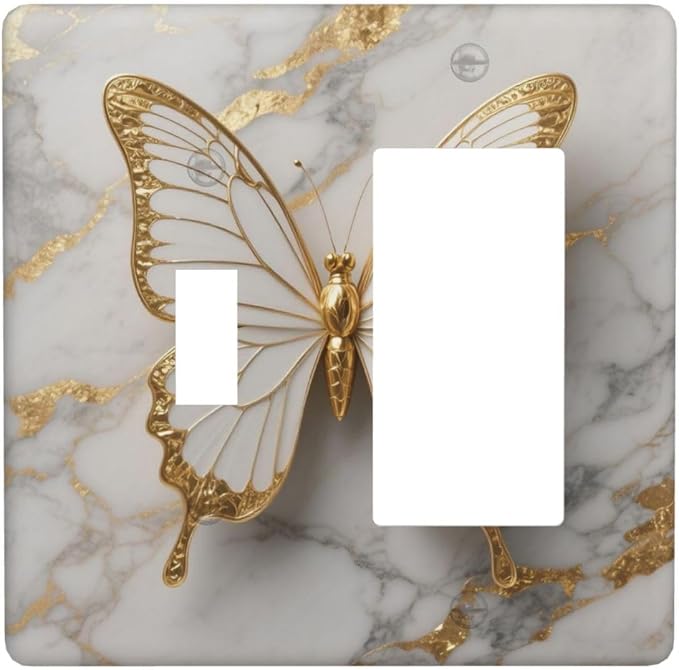 Gold Marble Shine Butterfly Abstract Modern Print Outlet Covers 1 Toggle 1 by Unknown