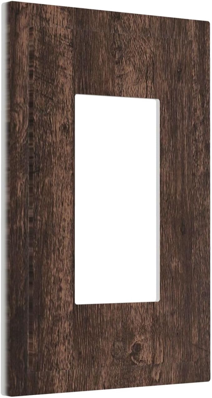 Decorative Outlet Covers Rustic Dark Brown Wood Grain 1 Gang Single Rocker - Image 2