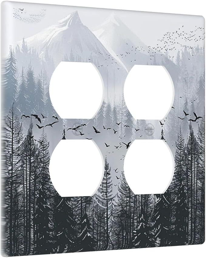 Misty Forest Nature Tree Mountain Birds Outlet Covers 2 Gang Double Duplex - Image 2