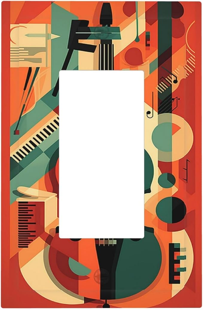 Decorative Outlet Covers Violin Abstract Jazz Colorful Painting 1 Gang Single by LightSwitchCover