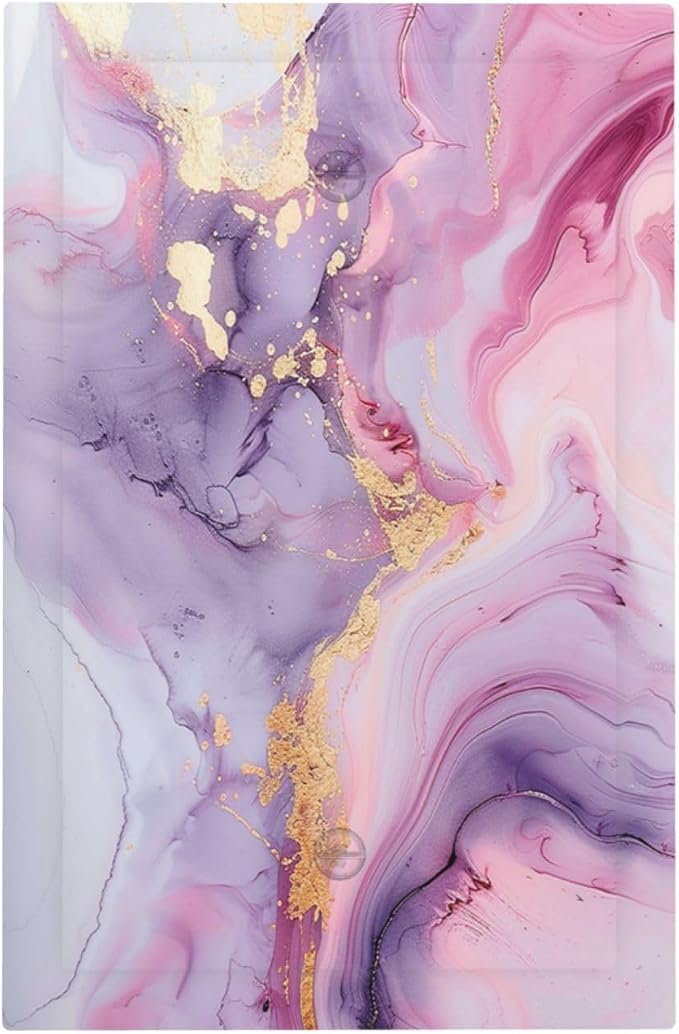 Light Switch Cover Plate Pink Marble Abstract Purple Gold Texture 1 Gang No by LightSwitchCover