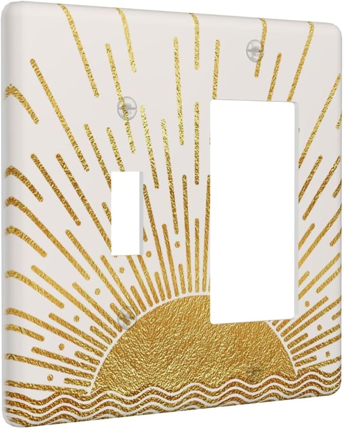 Mid Century Boho Golden Sun Sunrise Sunset Outlet Covers 1 Toggle 1 Rocker - Image 2