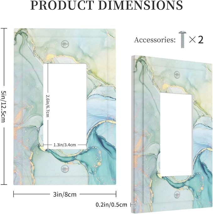 Decorative Outlet Covers Teal Gold Marbling Turquoise 1 Gang Single Rocker - Image 5