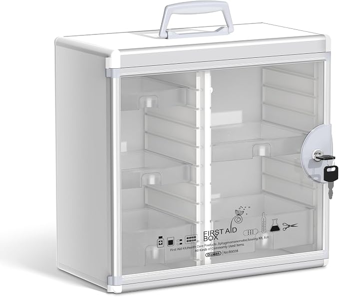 Glosen Medicine Cabinet Locking Medicine Cabinet Wall Mounted【 Silver 13.6 x by Glosen