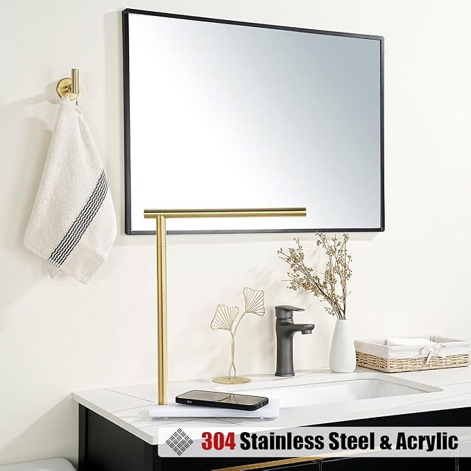 JQK Hand Towel Holder Stand Brushed Gold, Modern Tree Rack Free Standing - Image 4