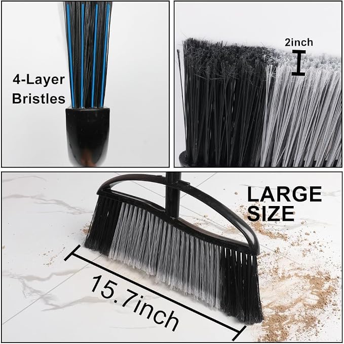 2-Pack Outdoor Heavy Duty Broom Set, 15.7" Wide Angle All-Terrain Sweepers - Image 4