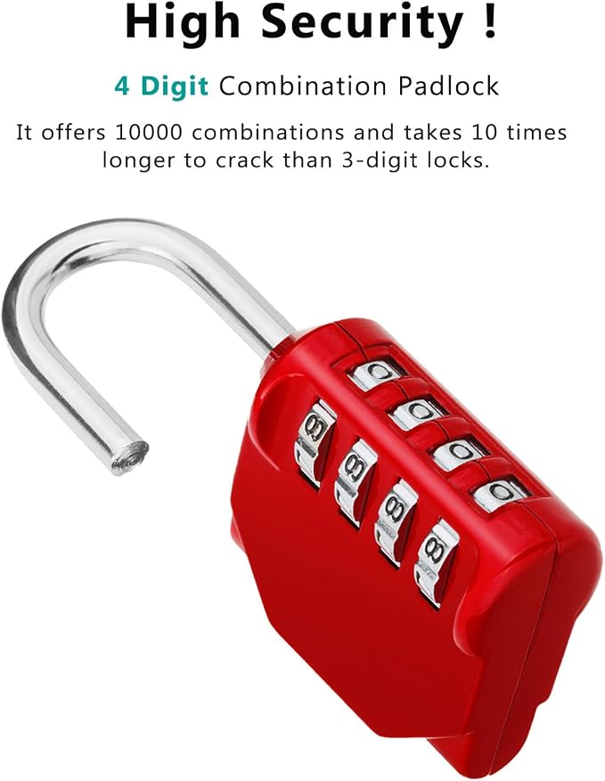ZHEGE Combination Padlock 2 Pack, 4 Digit Lock - Image 2