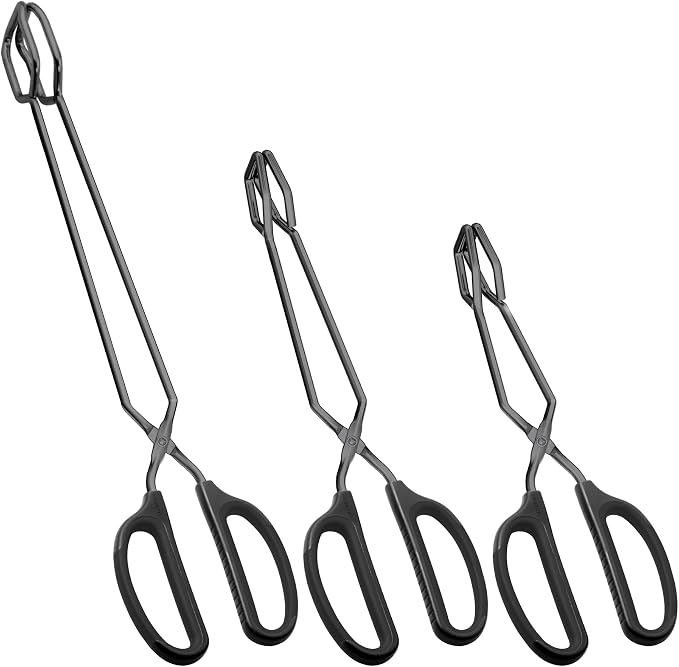 10" 12" 16" Stainless Steel Kitchen Tongs Set, Non-Slip Comfortable Grip by HINMAY
