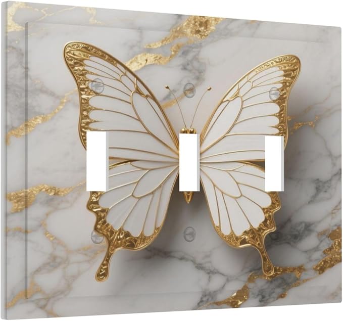 Gold Marble Shine Butterfly Abstract Modern Print Decorative Switch Plates 3 - Image 2