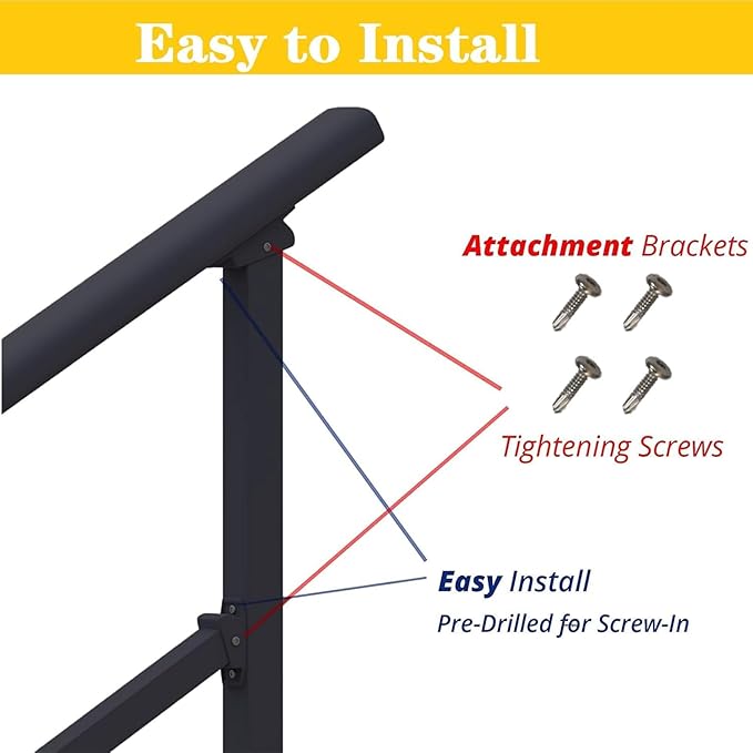 Hand Rails for Outdoor Steps, 3 Step Stair Handrail & Indoor Stair Railing - Image 4