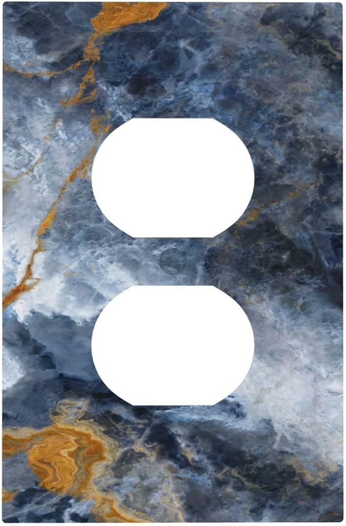 Outlet Covers Gold Dark Blue Gilt Haze Marble Decorative 1 Gang Duplex Light by VGHOKO