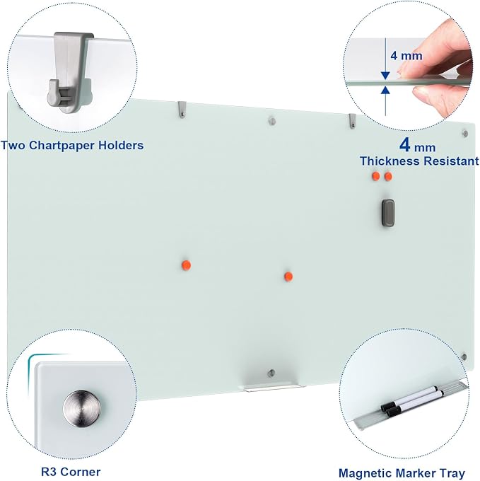 Large Glass Dry Erase Board, 96 x 48 Inches Magnetic Glass Whiteboard - Image 2