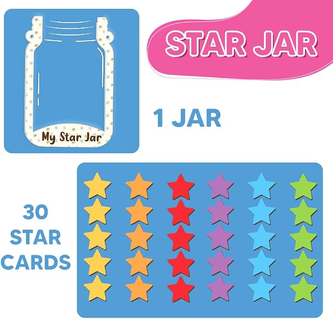 Wooden Daily Routine for Kids, Star Reward Jar for Toddlers, Chore Chart for - Image 3
