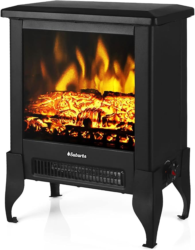TURBRO Suburbs TS17 Compact Electric Fireplace Stove, 18” Freestanding Stove by TURBRO