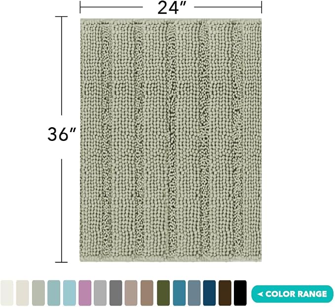 Turquoize Chenille Bath Rugs Shaggy Bathroom Rugs Non Slip Bath Mat - Image 2