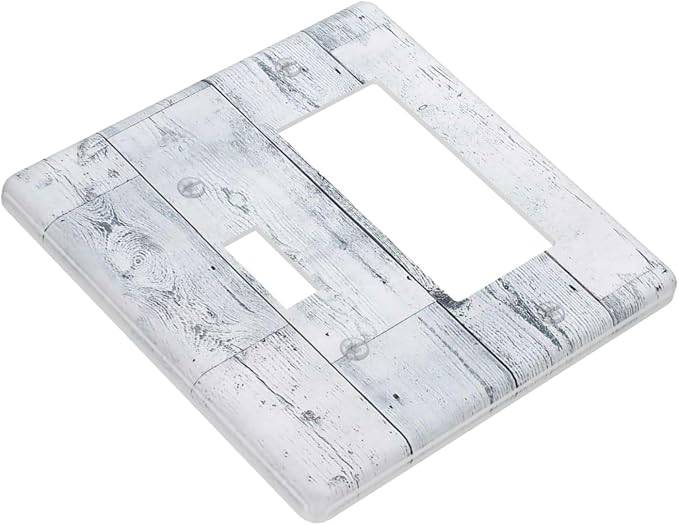 Outlet Covers Vintage Grey White Wood Grain 1 Toggle 1 Rocker Combination - Image 3