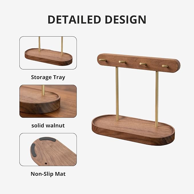 muso wood Walnut Key Stand for Entryway Table, Wooden Key Holder - Image 6