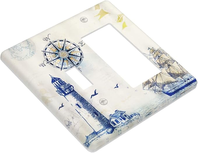 Nautical Sailboat Lighthouse Compass Anchor 2 Gang Light Switch Cover Plates - Image 3
