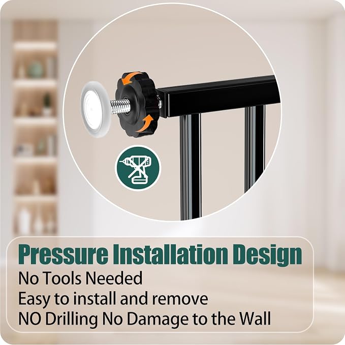 76.3-81 Inch Extra Wide Baby Gate, Pressure Mounted No Drill, Extra Wide Safety - Image 5