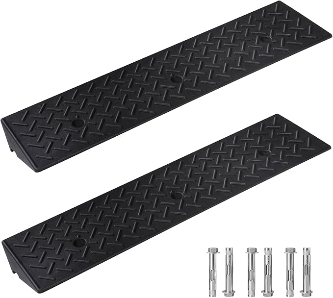 Rubber Curb Ramp, 3.2" Rise Height 2 Pack, Heavy-Duty 1.5 T Capacity Threshold by PerfitZone