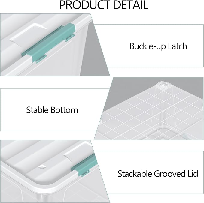 Zopnny Storage Box with Latch Lid, Stackable Durable Christmas Storage - Image 3