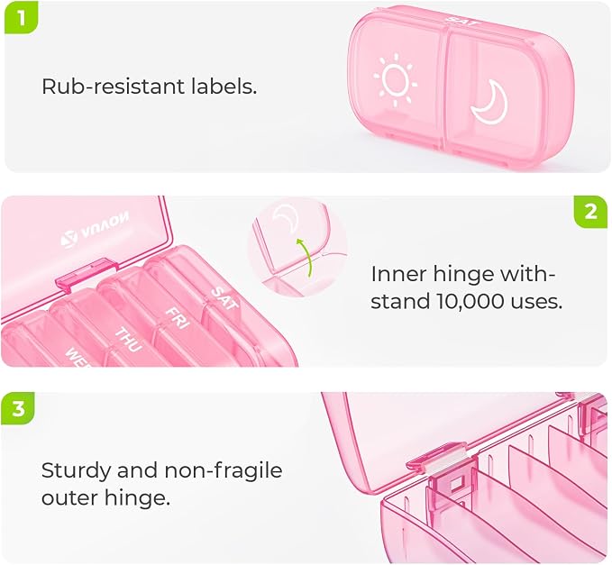 AUVON XL Weekly Pill Organizer 2 Times a Day, Pill Box 7 Day - Image 3