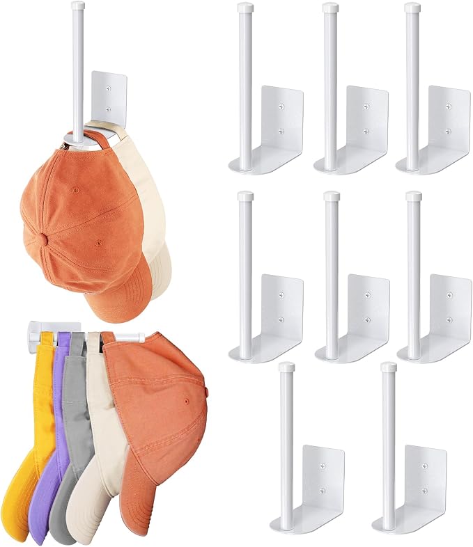 8 Pack Hat Racks for Baseball Caps, Stainless Steel Hat Organizer for Baseball by Durmmur