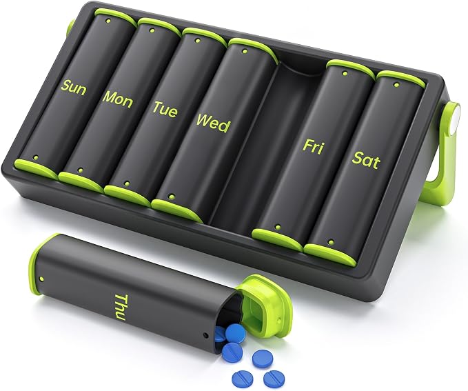 Weekly Pill Organizer 2 Times a Day, KOVIUU Large Travel Pill Box 7 Day by KOVIUU